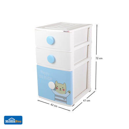 ตู้ลิ้นชัก 3 ชั้น STACKO B42 TINY 42X47X72 ซม. สีขาว/ฟ้า_8