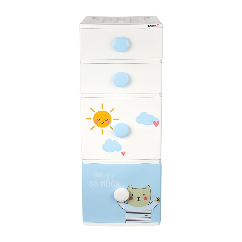 ตู้ลิ้นชัก 4 ชั้น STACKO B42 TINY 42X47X112 ซม. สีขาว/ฟ้า