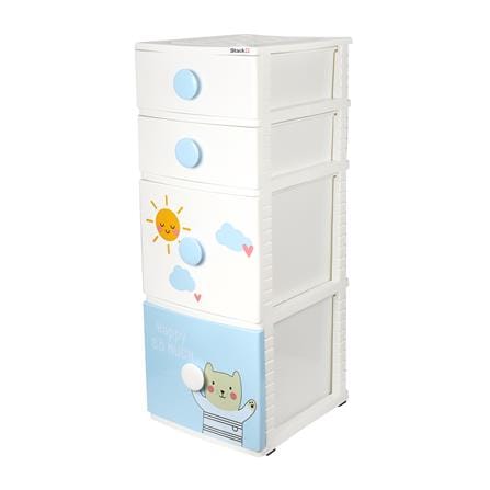 ตู้ลิ้นชัก 4 ชั้น STACKO B42 TINY 42X47X112 ซม. สีขาว/ฟ้า