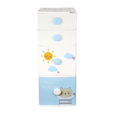 ตู้ลิ้นชัก 4 ชั้น STACKO B42 TINY 42X47X112 ซม. สีขาว/ฟ้า_1
