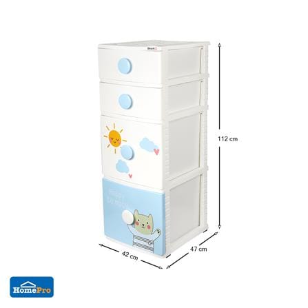 ตู้ลิ้นชัก 4 ชั้น STACKO B42 TINY 42X47X112 ซม. สีขาว/ฟ้า_8