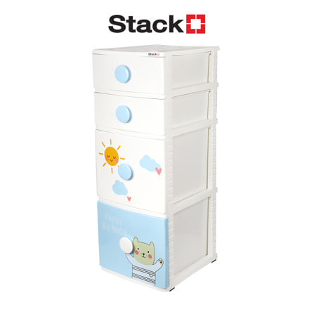 ตู้ลิ้นชัก 4 ชั้น STACKO B42 TINY 42X47X112 ซม. สีขาว/ฟ้า_1