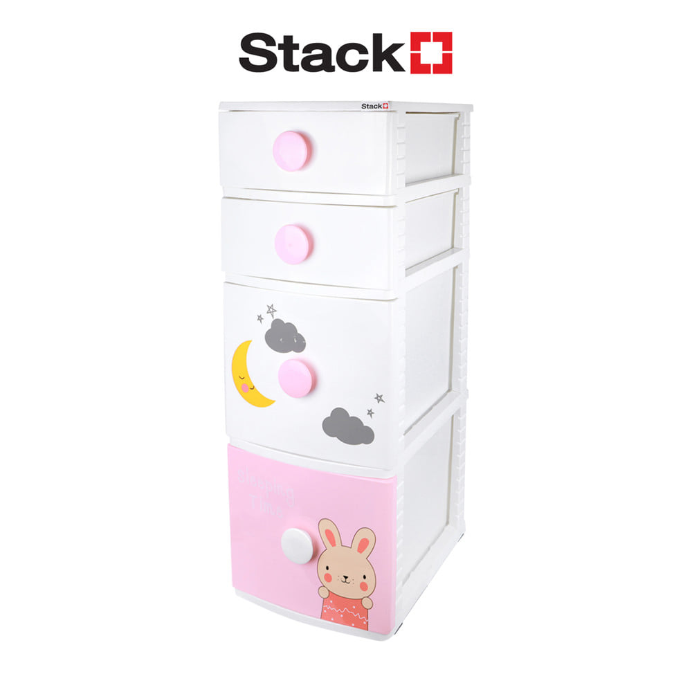 ตู้ลิ้นชัก 4 ชั้น STACKO B42 TINY 42X47X112 ซม. สีชมพู/ขาว