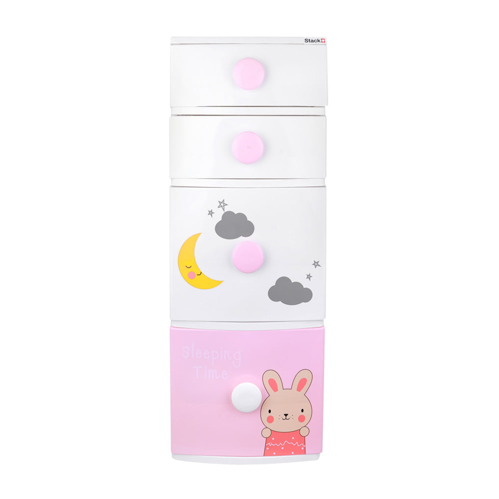 ตู้ลิ้นชัก 4 ชั้น STACKO B42 TINY 42X47X112 ซม. สีชมพู/ขาว