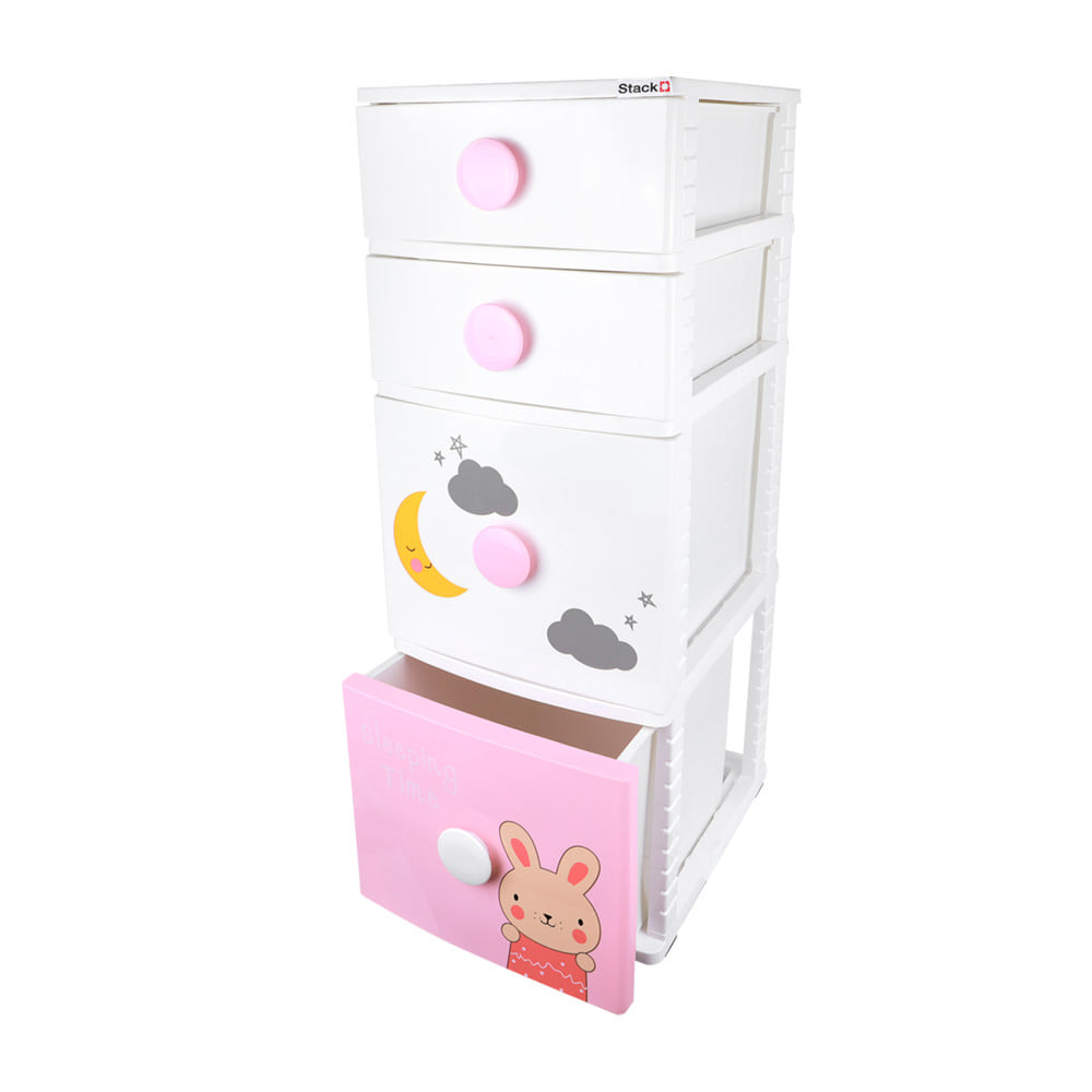 ตู้ลิ้นชัก 4 ชั้น STACKO B42 TINY 42X47X112 ซม. สีชมพู/ขาว