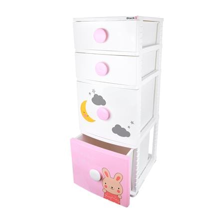 ตู้ลิ้นชัก 4 ชั้น STACKO B42 TINY 42X47X112 ซม. สีชมพู/ขาว_3