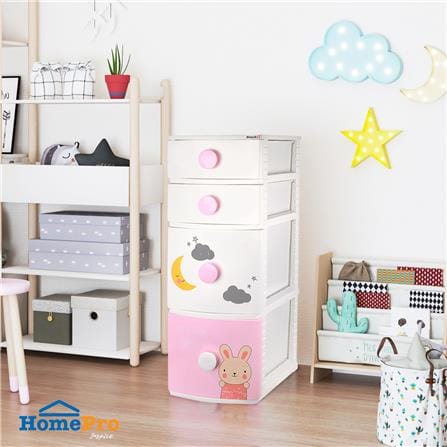 ตู้ลิ้นชัก 4 ชั้น STACKO B42 TINY 42X47X112 ซม. สีชมพู/ขาว_4