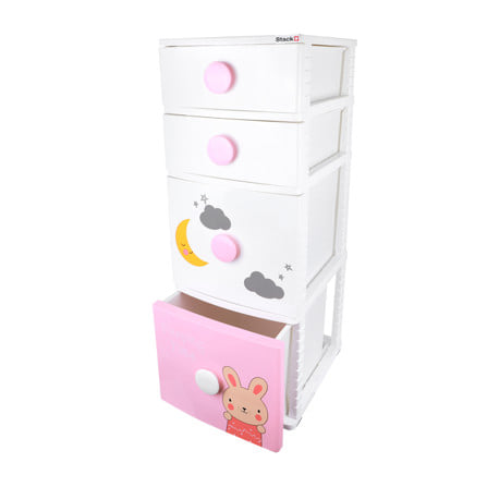 ตู้ลิ้นชัก 4 ชั้น STACKO B42 TINY 42X47X112 ซม. สีชมพู/ขาว_3