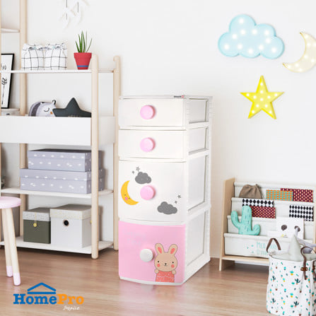 ตู้ลิ้นชัก 4 ชั้น STACKO B42 TINY 42X47X112 ซม. สีชมพู/ขาว_4