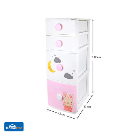 ตู้ลิ้นชัก 4 ชั้น STACKO B42 TINY 42X47X112 ซม. สีชมพู/ขาว_6