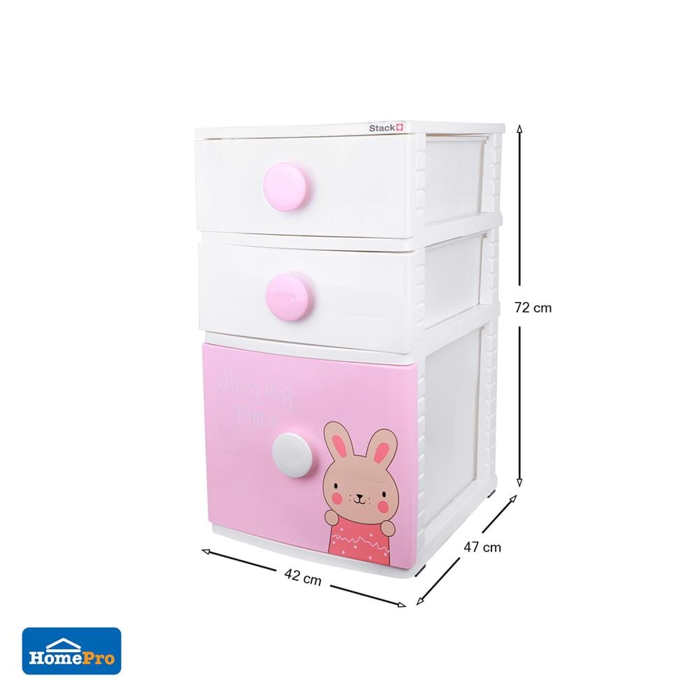 ตู้ลิ้นชัก 3 ชั้น STACKO B42 TINY 42X47X72 ซม. สีชมพู/ขาว