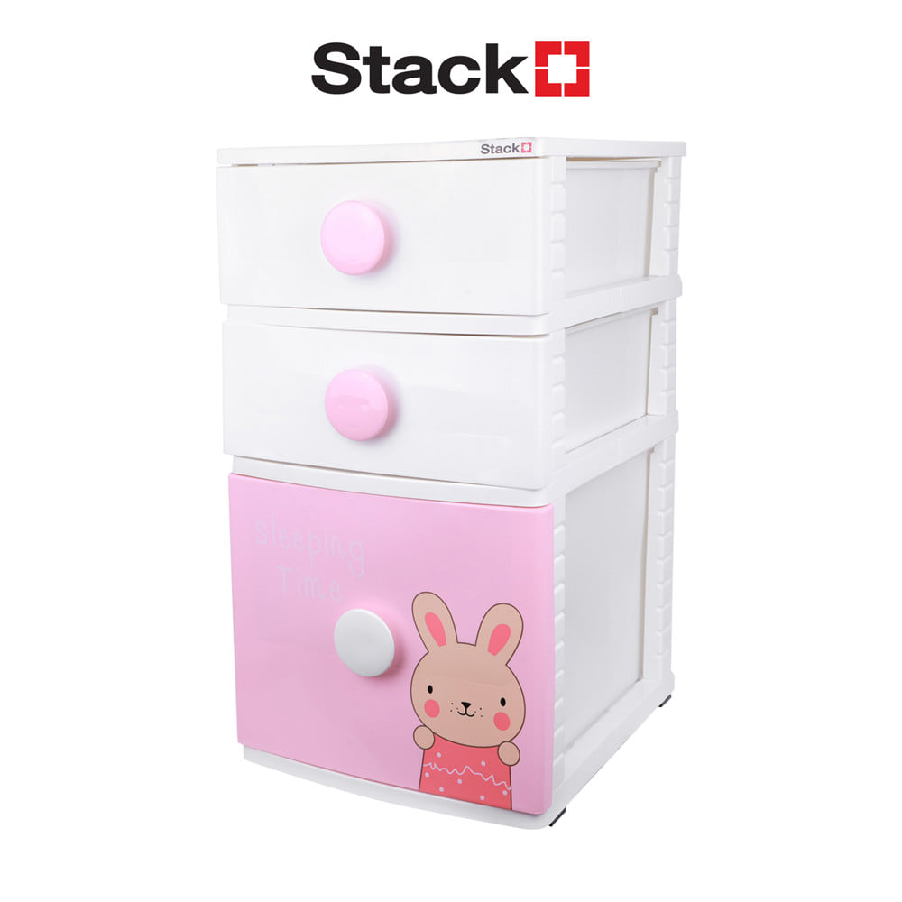 ตู้ลิ้นชัก 3 ชั้น STACKO B42 TINY 42X47X72 ซม. สีชมพู/ขาว