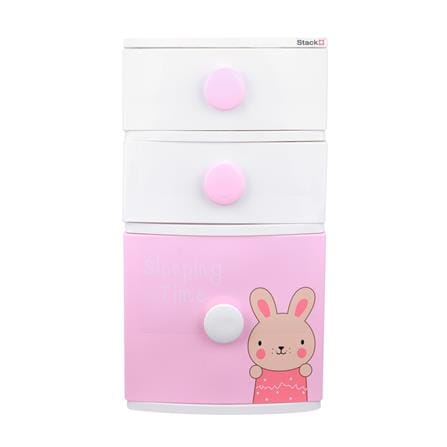 ตู้ลิ้นชัก 3 ชั้น STACKO B42 TINY 42X47X72 ซม. สีชมพู/ขาว_1