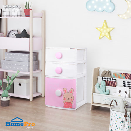 ตู้ลิ้นชัก 3 ชั้น STACKO B42 TINY 42X47X72 ซม. สีชมพู/ขาว_4