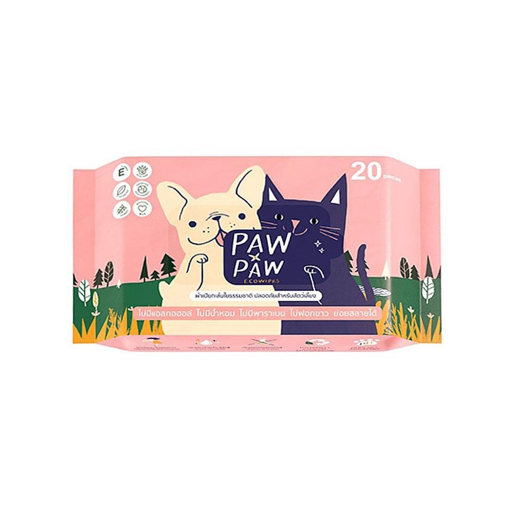 ผ้าเช็ดทำความสะอาดสัตว์เลี้ยง PAWXPAW ECOWIPES 20 แผ่น