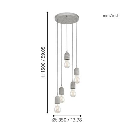 ไฟช่อ EGLO SILVARES 95524 สีเทา 5 หัว_2