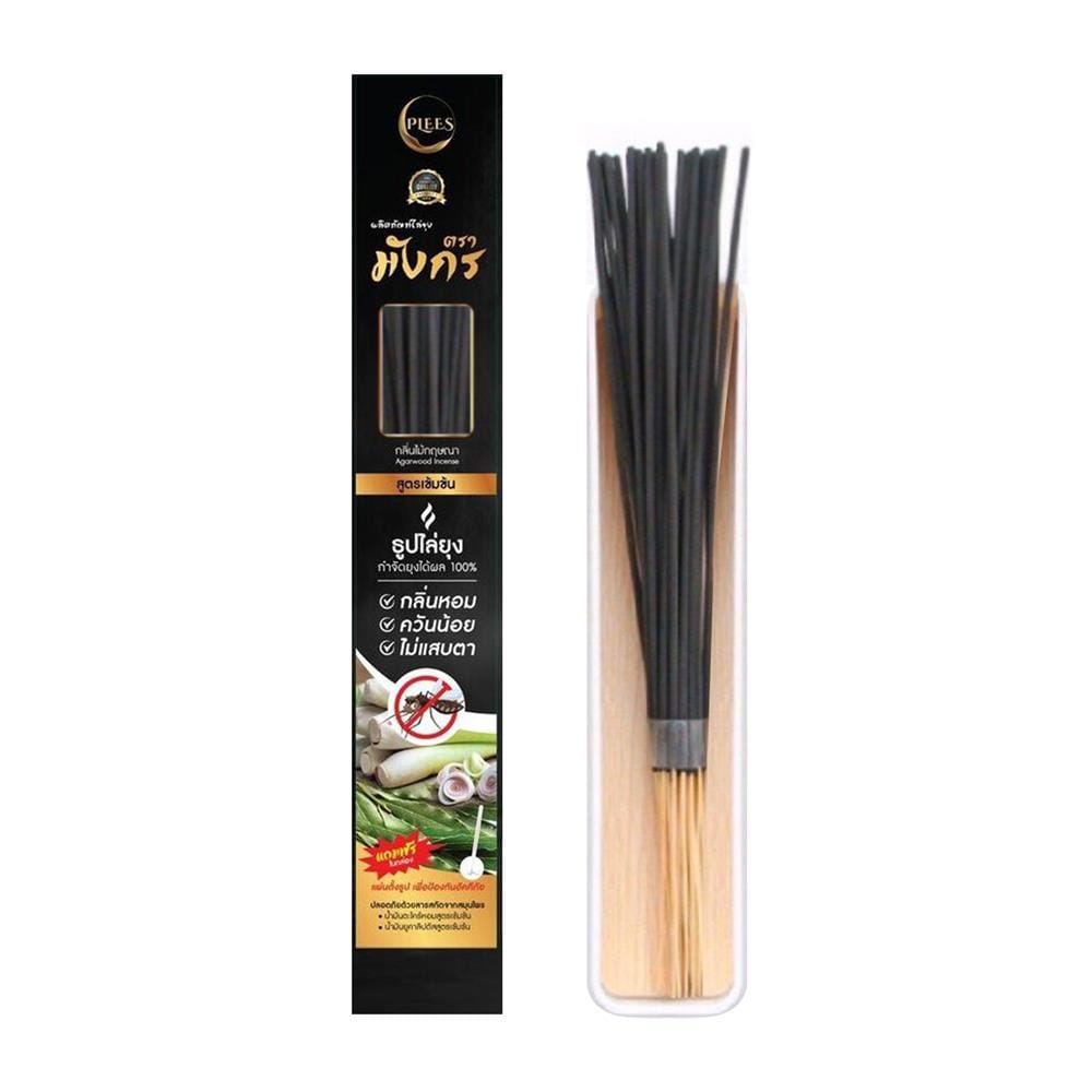 ธูปไล่ยุง PLEES ตรามังกร กลิ่นไม้กฤษณา สูตรเข้มข้น สีดำ (แพ็ก 30 ชิ้น)