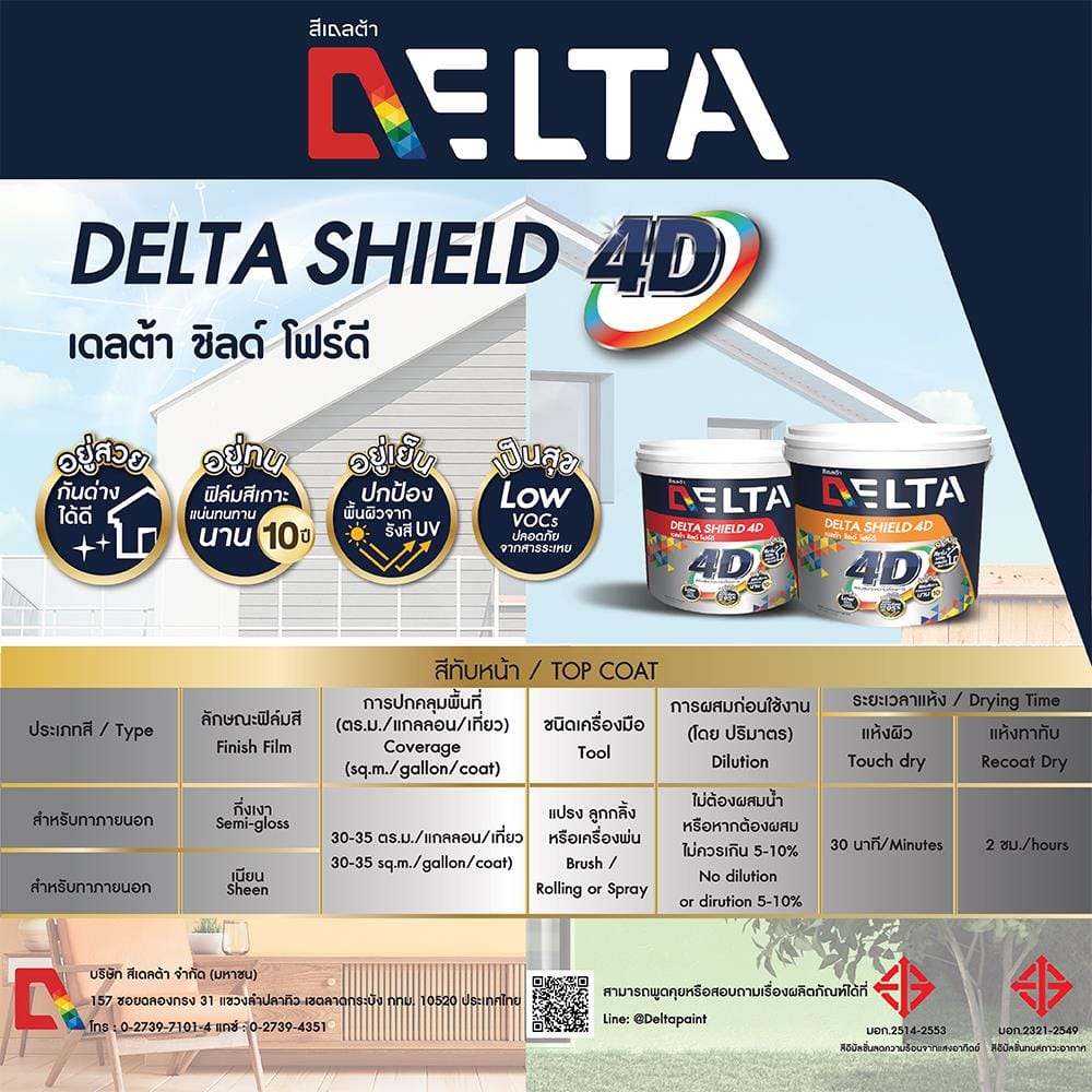 สีน้ำทาภายนอก DELTA SHIELD 4D BASE C กึ่งเงา 1 แกลลอน
