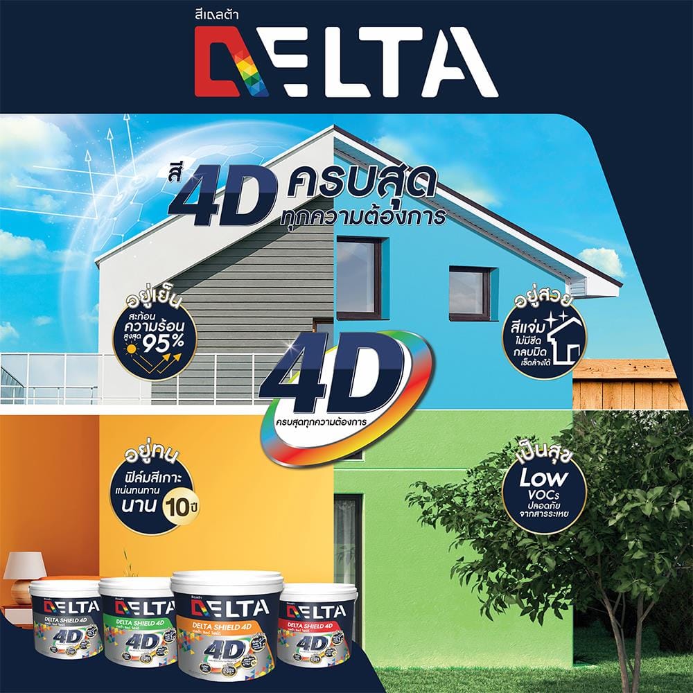สีน้ำทาภายนอก DELTA SHIELD 4D BASE C กึ่งเงา 1 แกลลอน