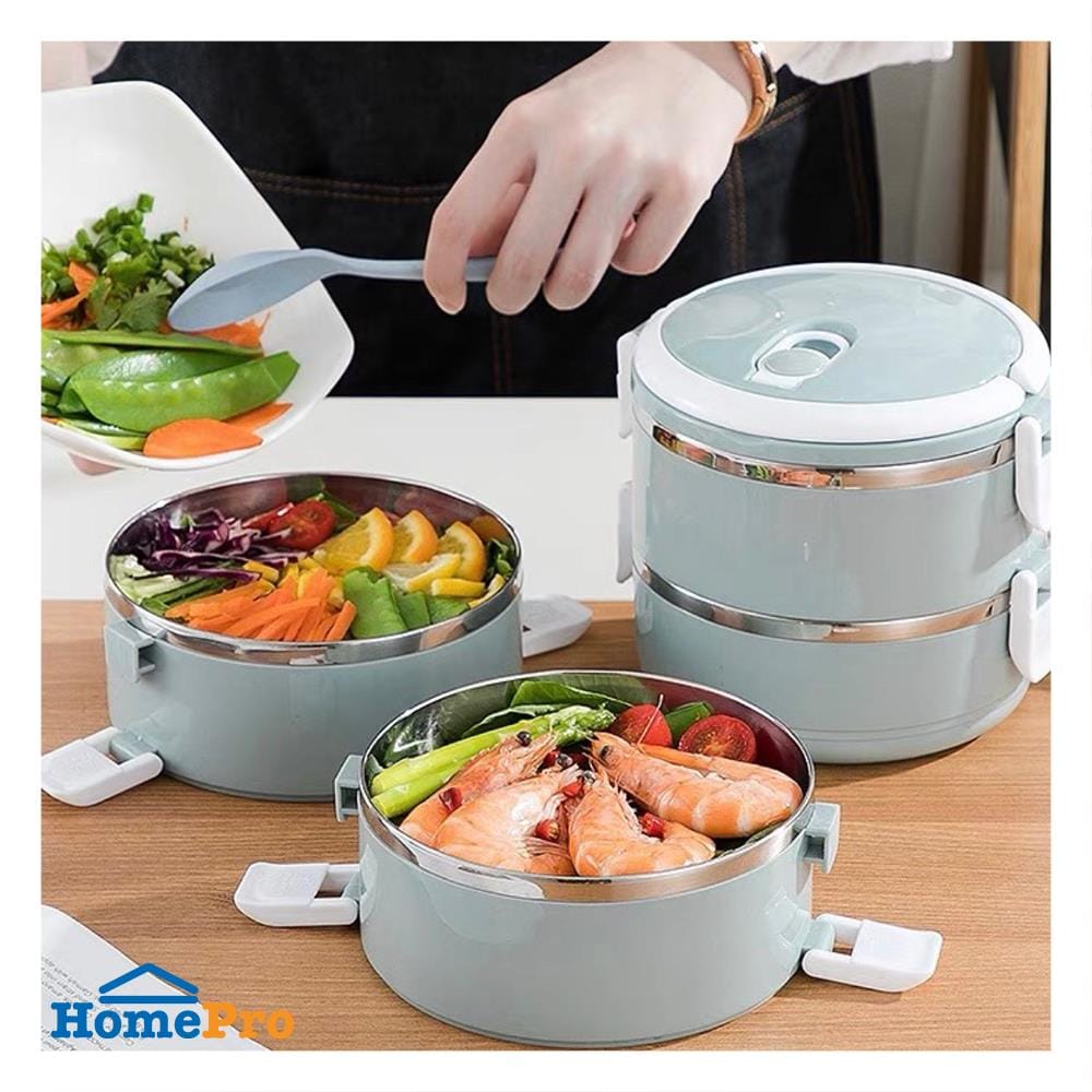 ปิ่นโตสเตนเลส 2 ชั้น HANSEN สีฟ้า