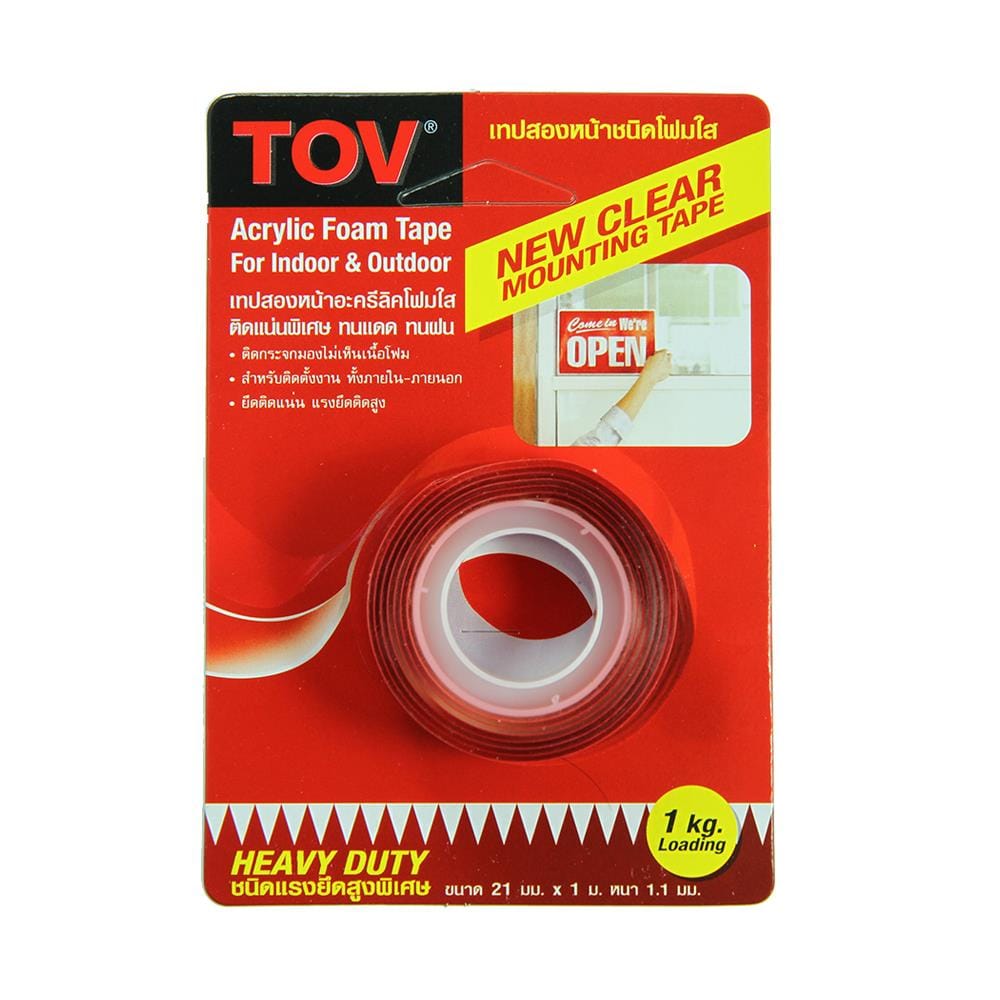 เทปโฟม 2 หน้า แรงยึดติดสูง TOV 21 มม.X1 ม. สีใส