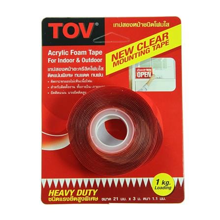 เทปโฟม 2 หน้า แรงยึดติดสูง TOV 21 มม.X3 ม. สีใส