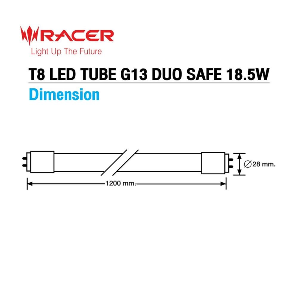 หลอด LED RACER T8 DUO SAFF DE 18.5 วัตต์ DAYLIGHT G13