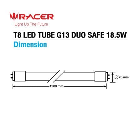หลอด LED RACER T8 DUO SAFF DE 18.5 วัตต์ DAYLIGHT G13_5