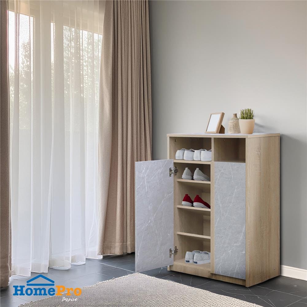ตู้วางรองเท้า 12-15 คู่ ME LIVING สี SOLID OAK/MARBLE GREY