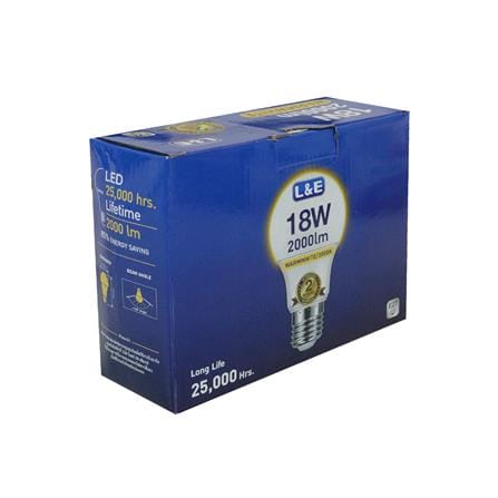 หลอด LED L&E A60 BULB 18 วัตต์ WARM WHITE E27 แพ็ก 4 ชิ้น_1