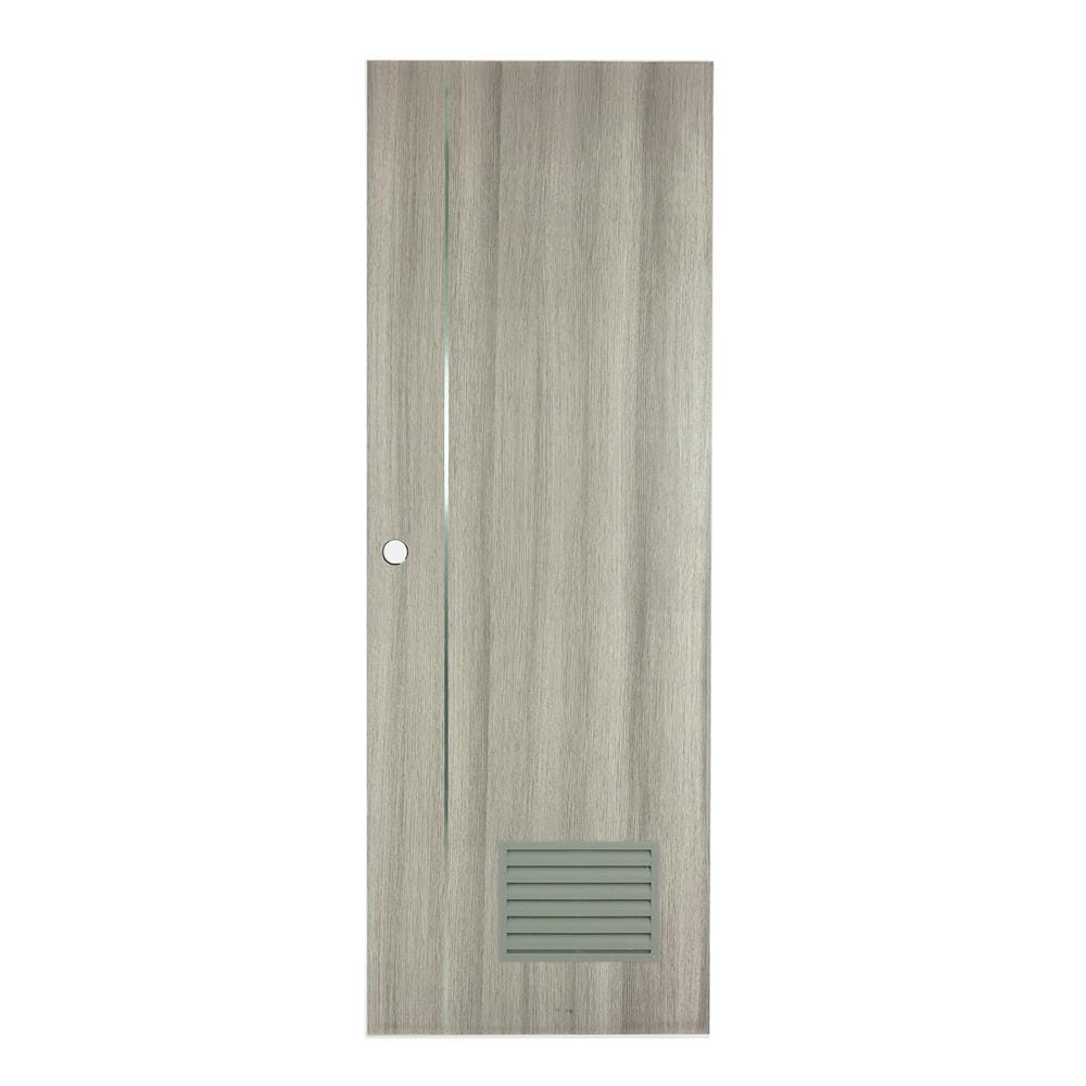 ประตูห้องน้ำ UPVC AZLE BN-01 เกล็ดล่าง 70X200 ซม. สีครีม ลายไม้ เจาะลูกบิด