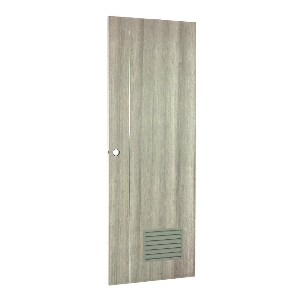 ประตูห้องน้ำ UPVC AZLE BN-01 เกล็ดล่าง 70X200 ซม. สีครีม ลายไม้ เจาะลูกบิด