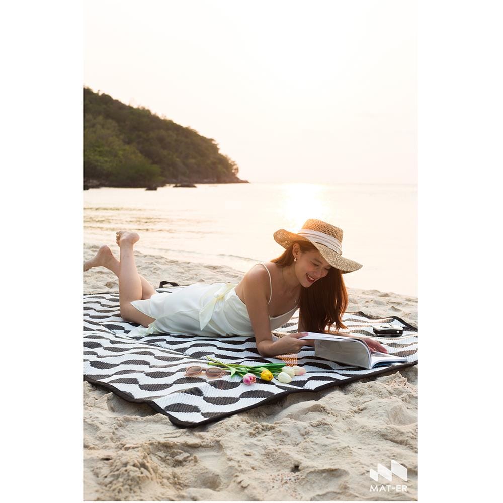 เสื่อพกพา MAT-ER WAVE 150X200 ซม. สีขาว/ดำ