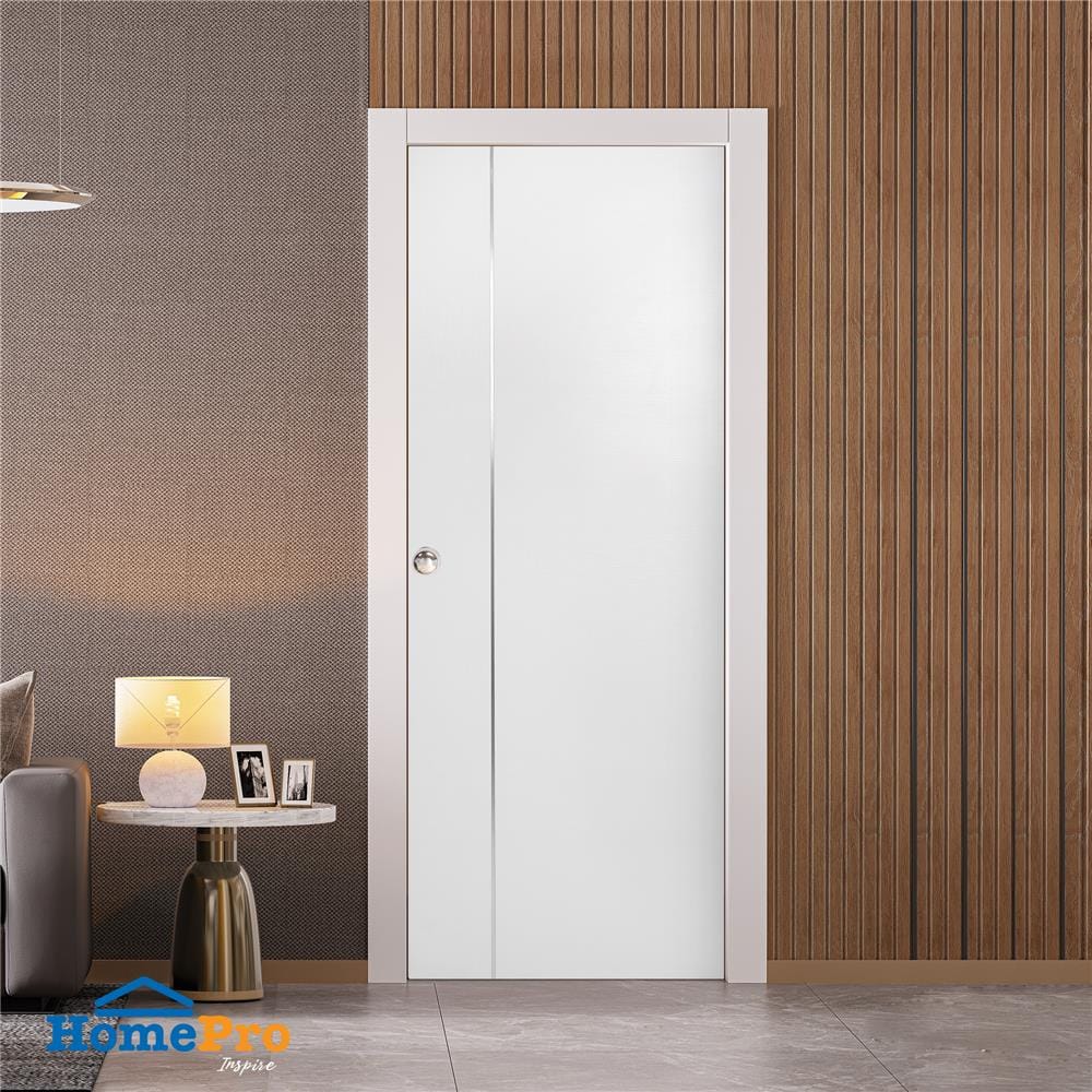 ประตูภายนอก UPVC เจาะลูกบิด AZLE LT-09 80X200 ซม. สีขาว