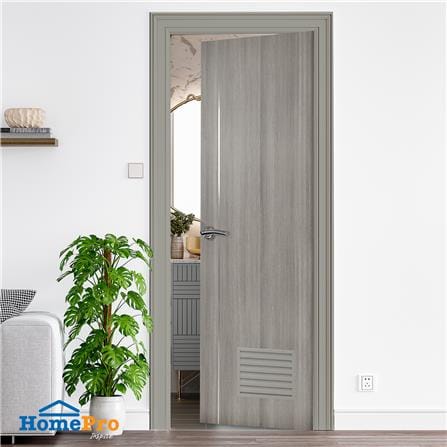 ประตูห้องน้ำ UPVC AZLE BN-01 เกล็ดล่าง 70X200 ซม. สีเทา ลายไม้ เจาะลูกบิด_4