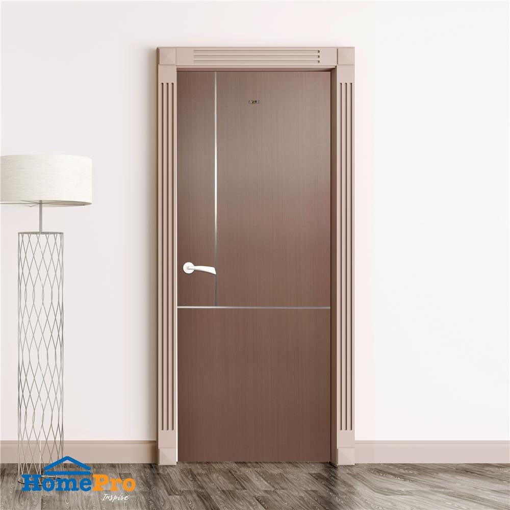 ประตูภายใน UPVC AZLE LT-11 80X200 ซม. สีวอลนัท เจาะลูกบิด