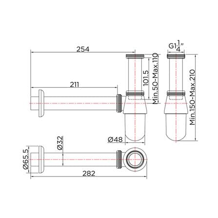 ท่อน้ำทิ้งอ่างล้างหน้ากระปุก KARAT FAUCET KA-02-112-50 25 ซม._1