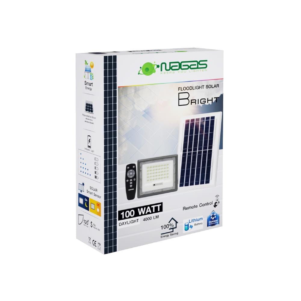ไฟสปอตไลท์ SOLAR NAGAS BRIGHT 100 วัตต์ DAYLIGHT สีเทา