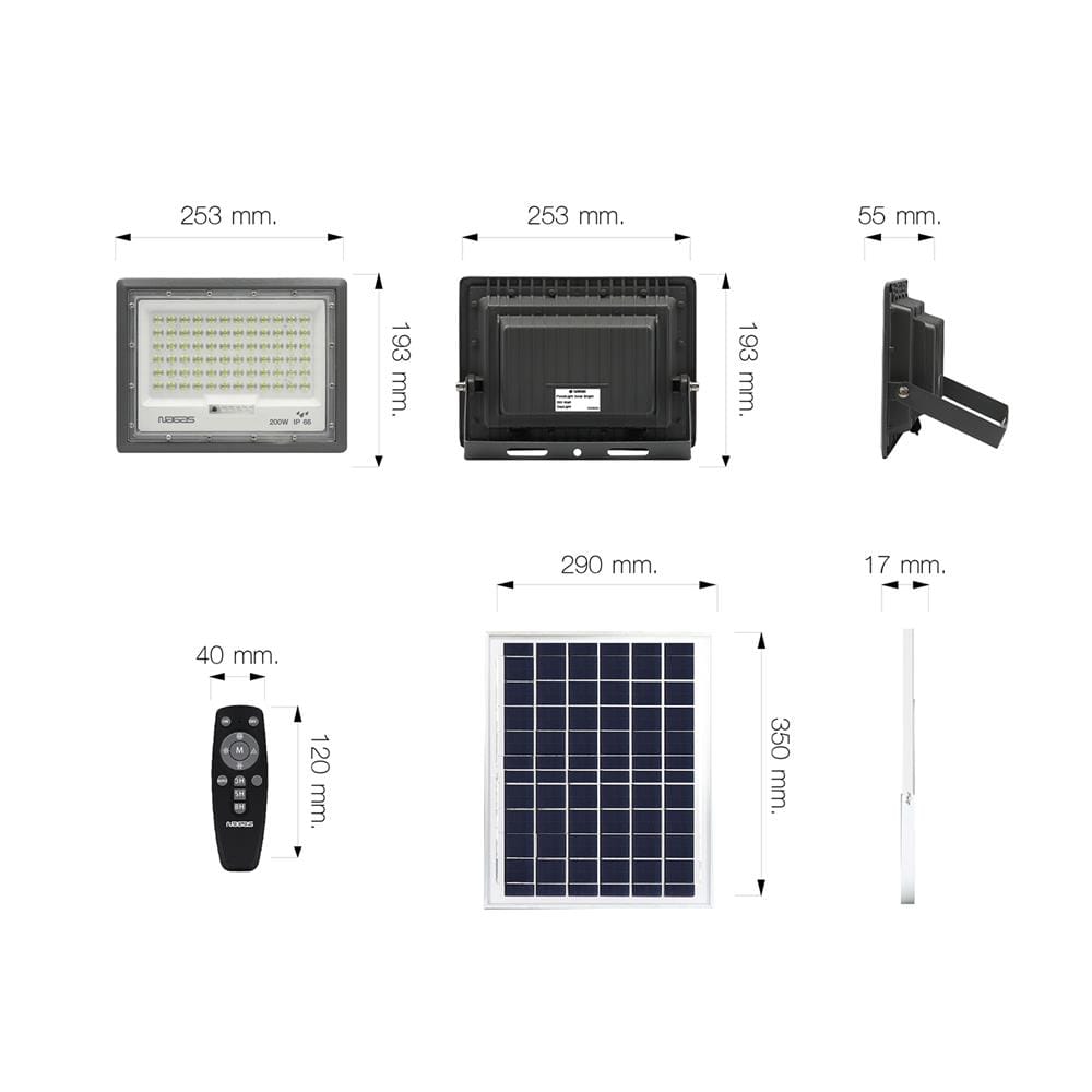 ไฟสปอตไลท์ SOLAR NAGAS BRIGHT 200 วัตต์ DAYLIGHT สีเทา