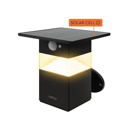 ไฟผนังภายนอก SOLAR LAMPTAN SHADE 8 วัตต์ WARM WHITE สีดำ_2