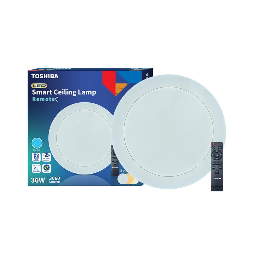 ไฟเพดาน LED TOSHIBA RLDT01C036VACTH1A 16 นิ้ว 36 วัตต์ DAYLIGHT/COOL WHITE/WARM WHITE สีขาว