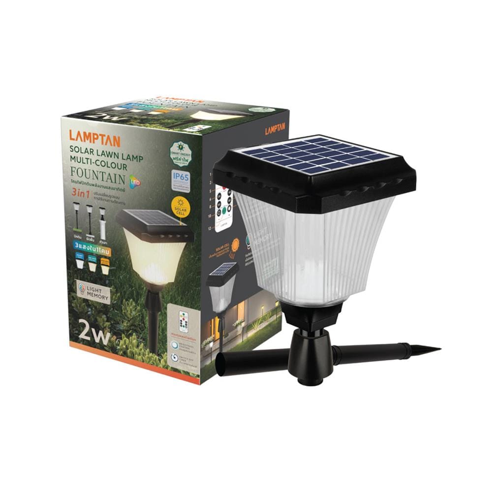 ไฟจัดสวน SOLAR LAMPTAN FOUNTAIN 2 วัตต์ DAYLIGHT/COOL WHITE/WARM WHITE สีดำ