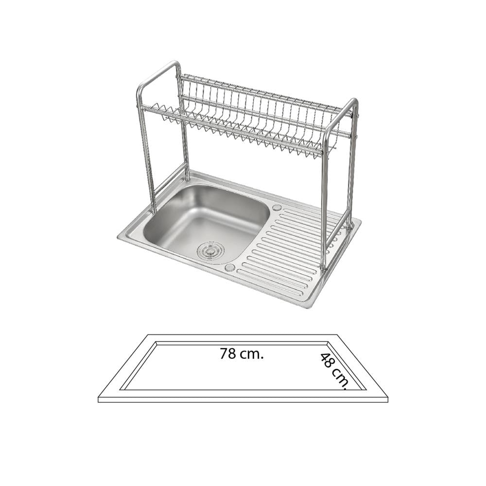 ซิงค์ฝัง 1 หลุม 1 ที่พัก DYNA HOME DH-8050-C1 สีเงิน