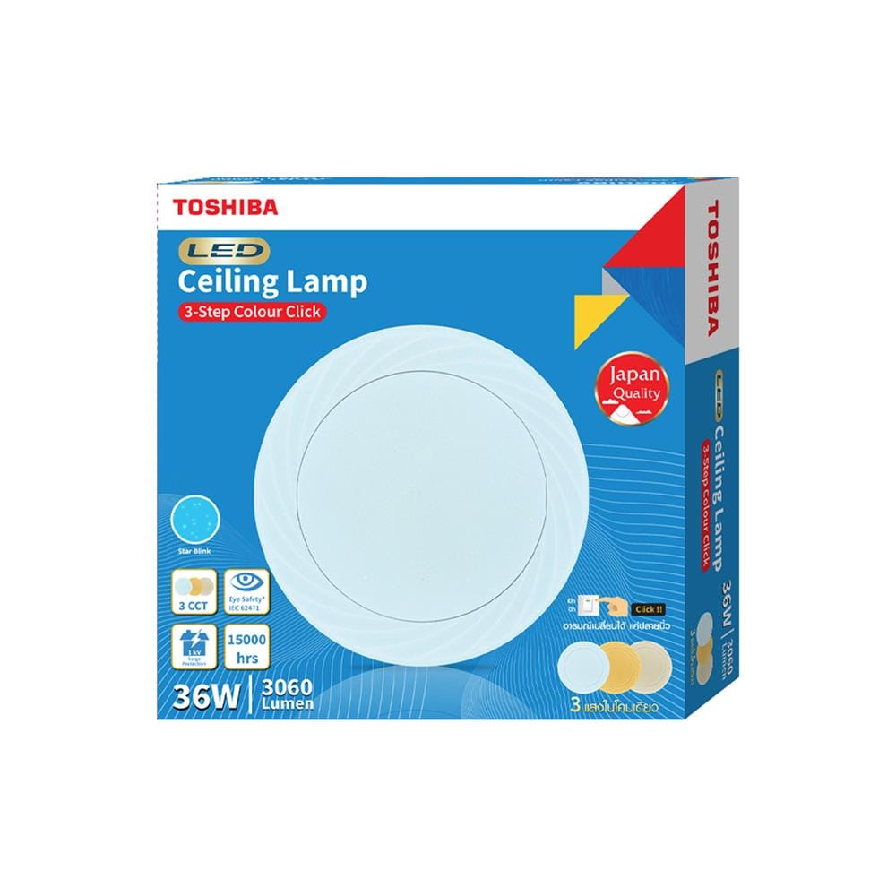 ไฟเพดาน LED TOSHIBA RLDT01C036VACTH1 16 นิ้ว 36 วัตต์ DAYLIGHT/COOL WHITE/WARM WHITE  สีขาว