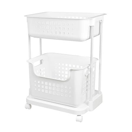 ตะกร้าผ้าเหลี่ยมมีล้อ 2 ชั้น PLIM BR6501 สีขาว