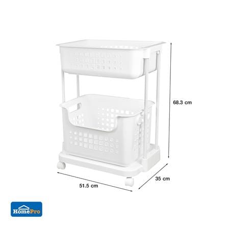 ตะกร้าผ้าเหลี่ยมมีล้อ 2 ชั้น PLIM BR6501 สีขาว_4