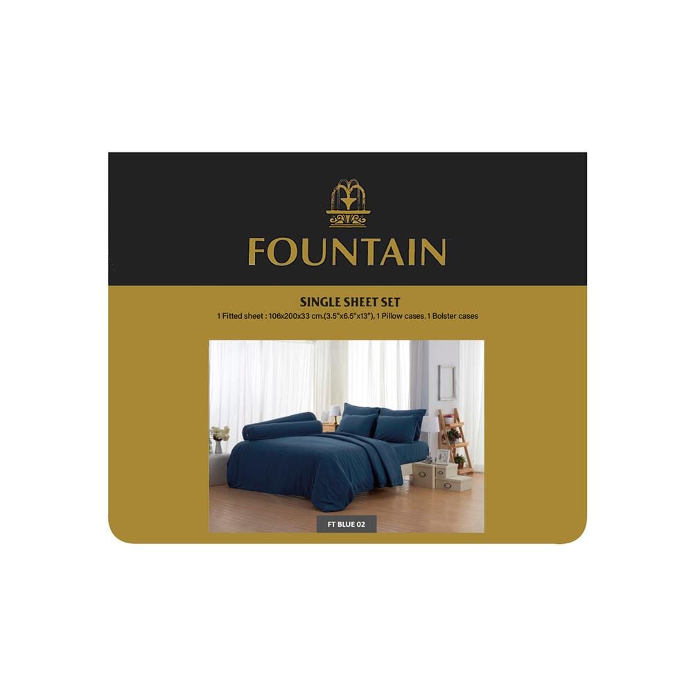 ชุดผ้าปูที่นอน 3.5 ฟุต 3 ชิ้น FOUNTAIN COLOR 70103BLUE02