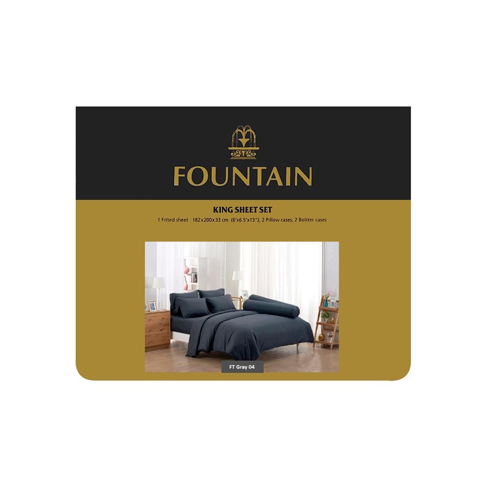 ชุดผ้าปูที่นอน 6 ฟุต 5 ชิ้น FOUNTAIN COLOR 70101GRAY04