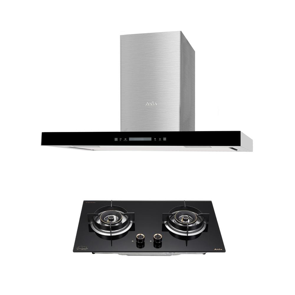 เตาฝัง+เครื่องดูดควัน AXIA SRN76-2G+SENSATION WM90