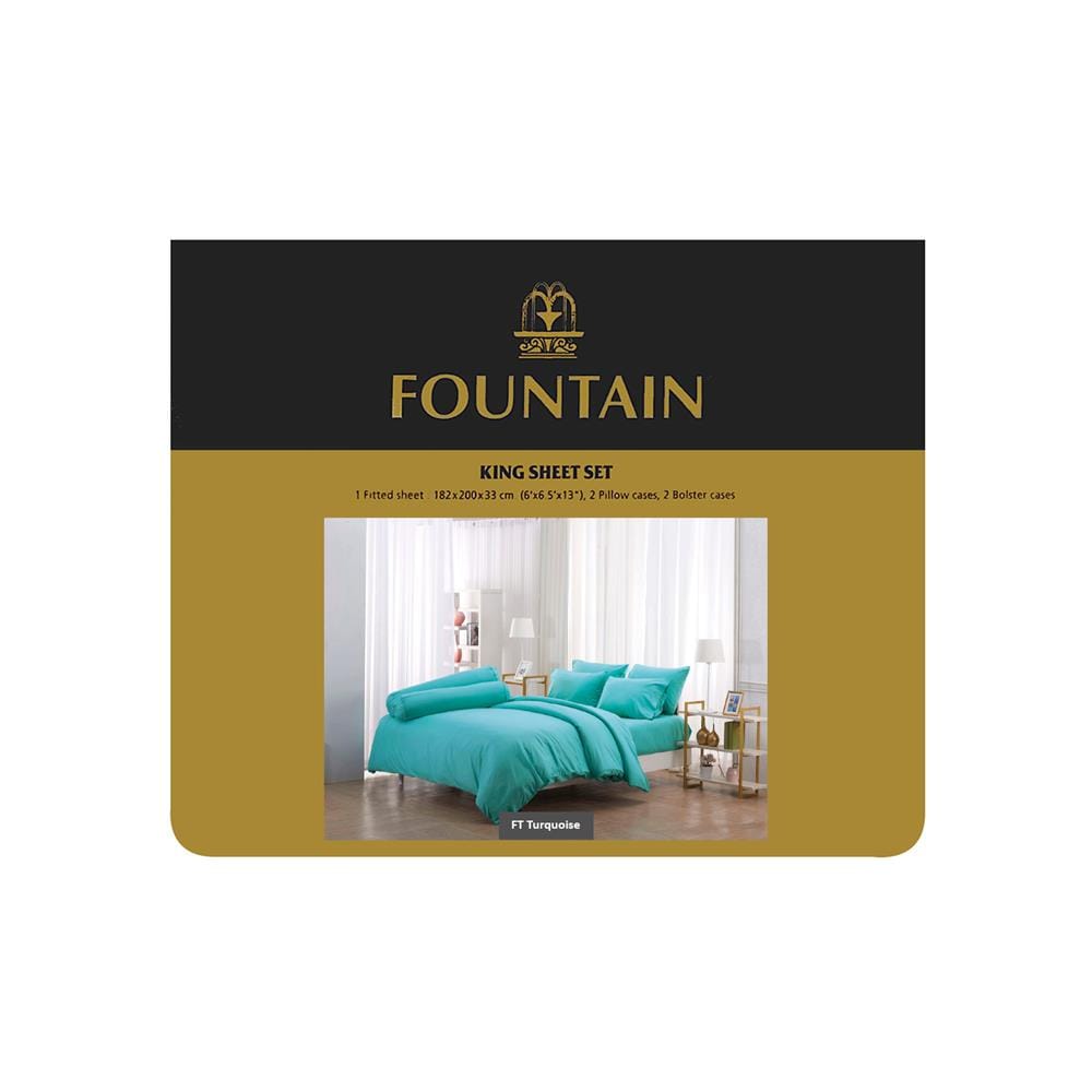 ชุดผ้าปูที่นอน 6 ฟุต 5 ชิ้น FOUNTAIN COLOR 70101TURQUOISE